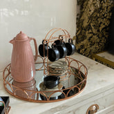 Bandeja em Metal com Espelho Rose Gold 45cm - Ela Decora